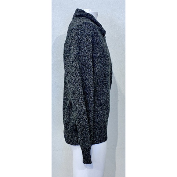 Eddie Bauer Mens Fisherman Cowl Neck Wool Blend Sweater Size M Black Marled Cozy - Picture 4 of 11